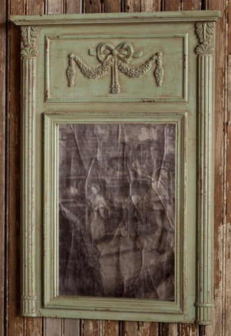 French Antique Green Garland Mirror