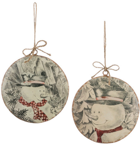 Snowman Disc Ornament